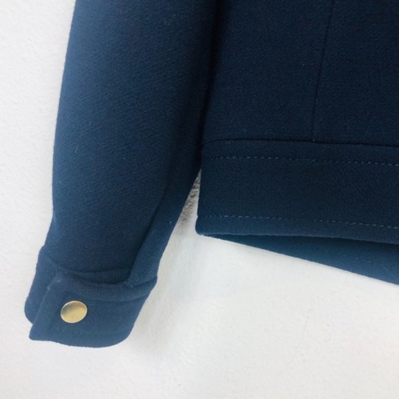 J. CREW Navy Double Cloth Moto Jacket 0 - Picture 7 of 8